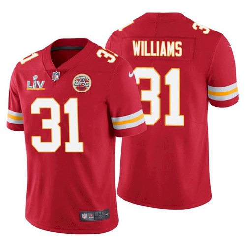 Men's Kansas City Chiefs #31 Darrel Williams Red 2021 Super Bowl LV Limited Stitched NFL Jersey